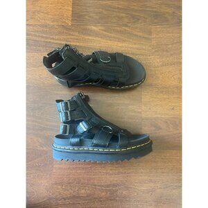 Dr. Martens Olson Gladiator Platform Sandals Black Leather Zip Chunky Sole US 7